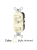 Leviton 5241-T - Duplex Style Single-Pole / 3-Way AC Combination Switch - 15 Amp - 120/277 Volt - Commercial Grade - Side Wired - Non-Grounding - Light Almond